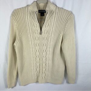 Lands' End Off-White Cotton Knit Sweater
